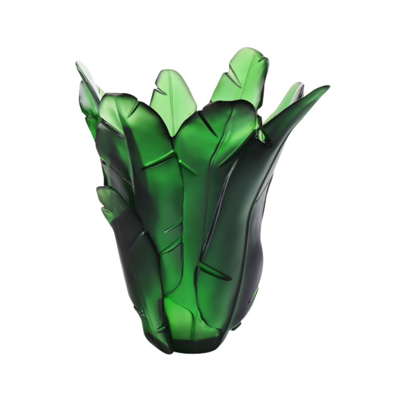 Home Decoration Green Banana Leaf Glass Vase