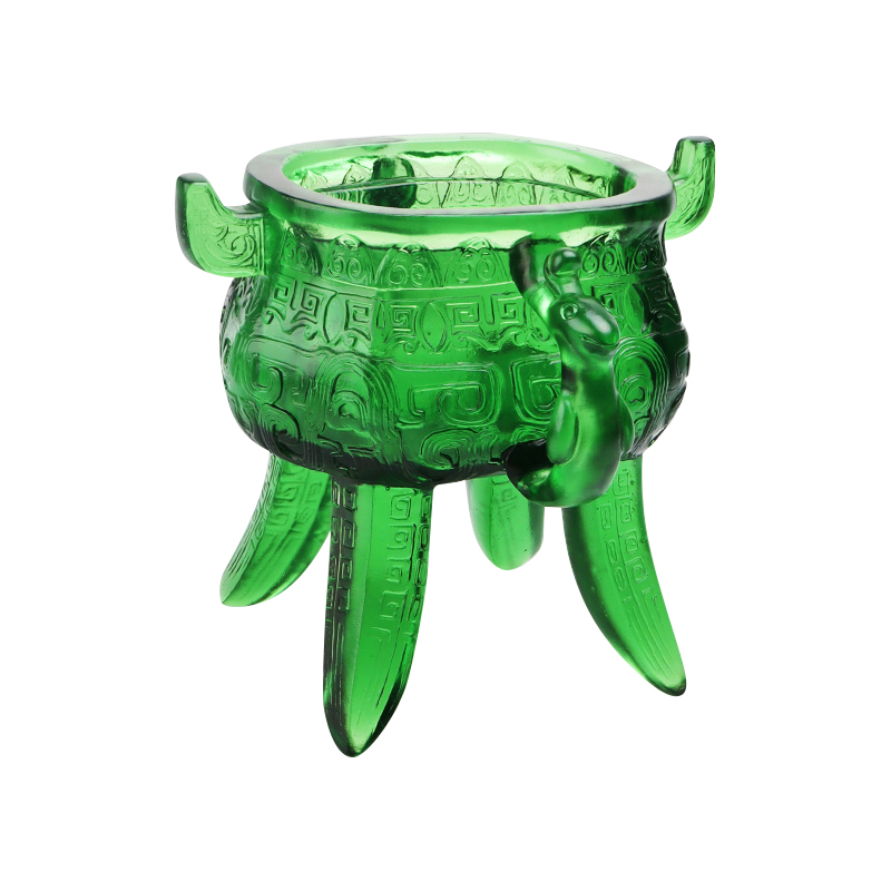 Smaragdus viridis Crystal Vitri tripodis cum auriculae informibus