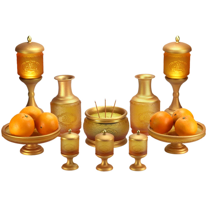 Oblationes vitreae pro templo Buddhistico opes et thesauros afferentes