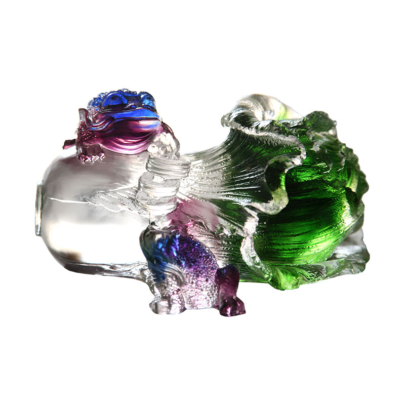 Vitrum crystallinum aureum bufo Sculpture Ornamenta