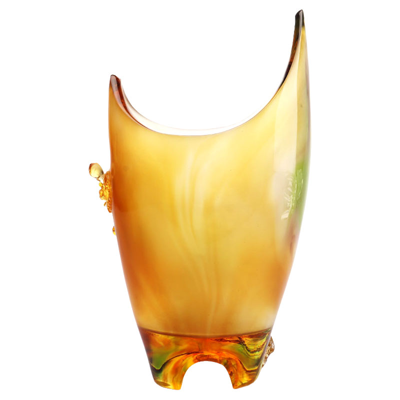 Home Decorations Plum blossom Sculpi Design Amber Glass Vase