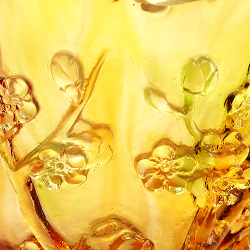 Home Decorations Plum blossom Sculpi Design Amber Glass Vase