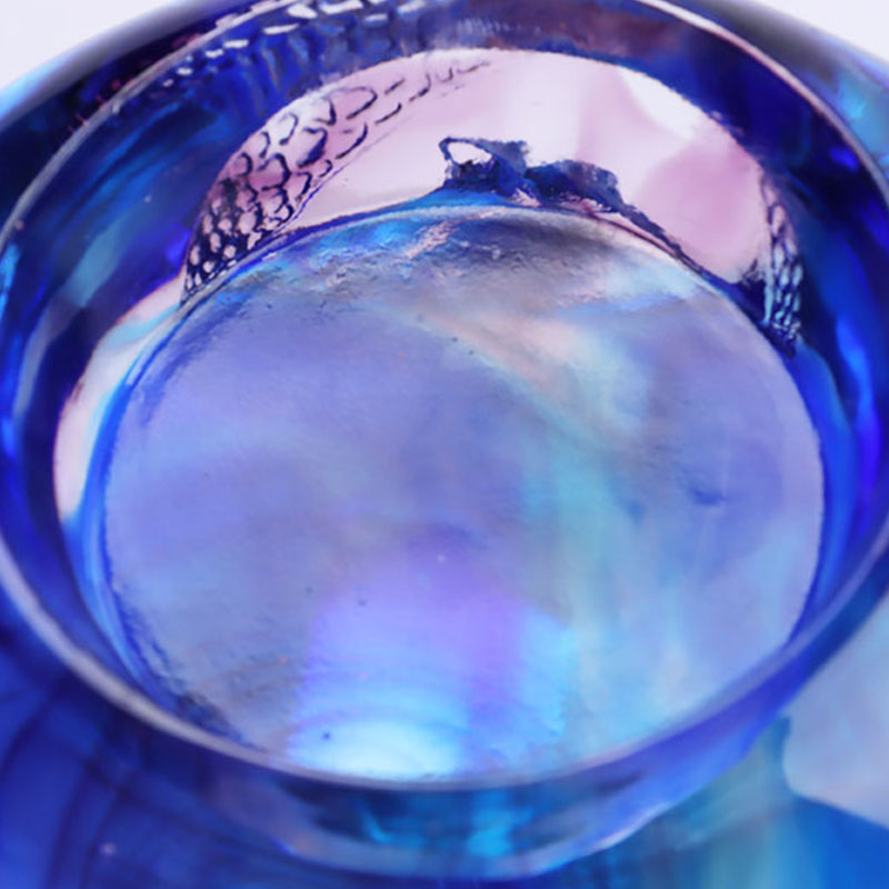 Candelae Holder caeruleae coloris vitreae crystalli exsculptae