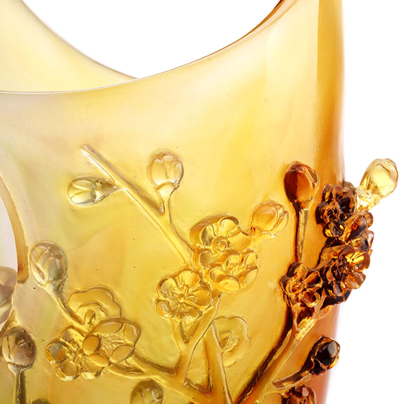 Home Decorations Plum blossom Sculpi Design Amber Glass Vase