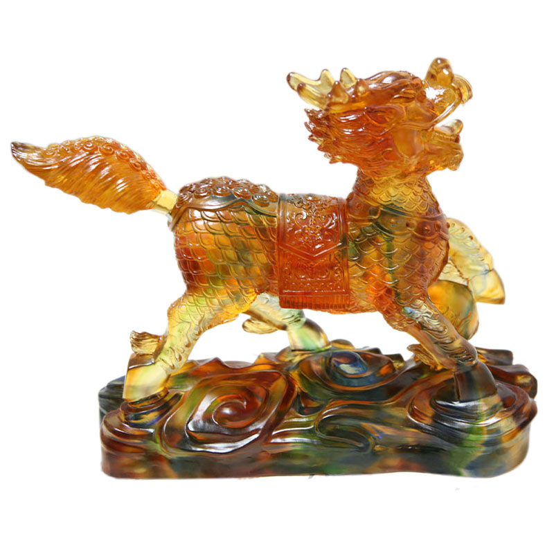 Vitrum crystallinum Kirin Figurines Ornamenta