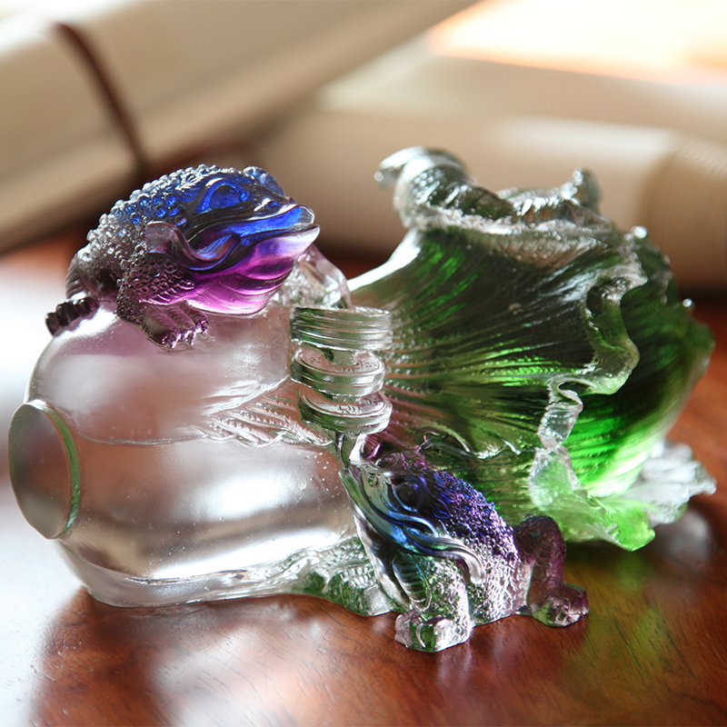 Vitrum crystallinum aureum bufo Sculpture Ornamenta