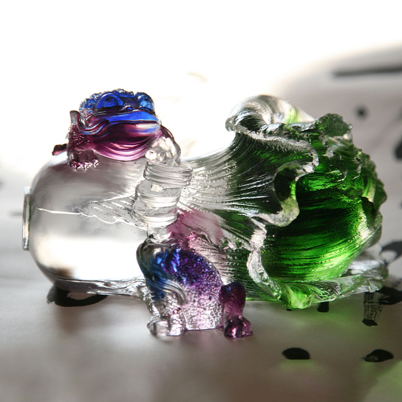 Vitrum crystallinum aureum bufo Sculpture Ornamenta