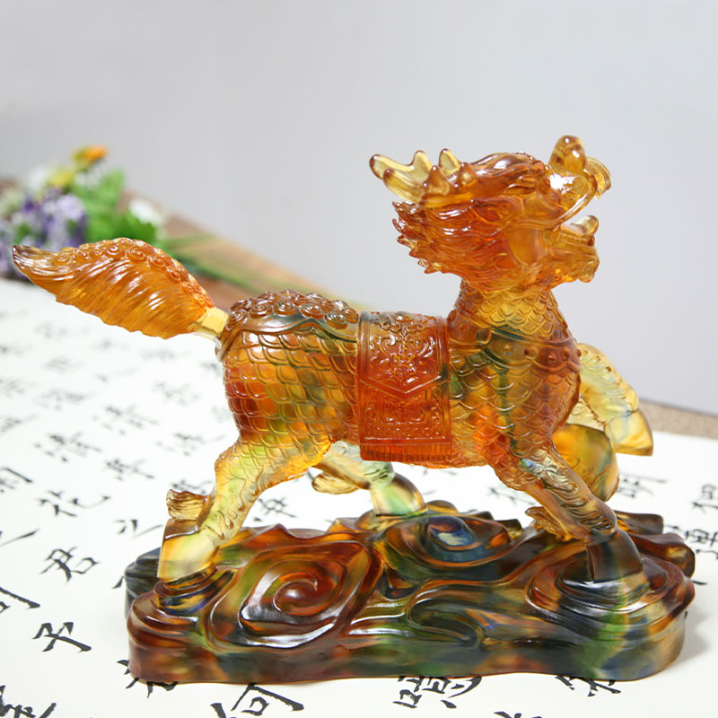 Vitrum crystallinum Kirin Figurines Ornamenta