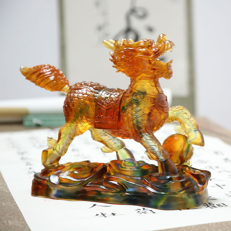 Vitrum crystallinum Kirin Figurines Ornamenta