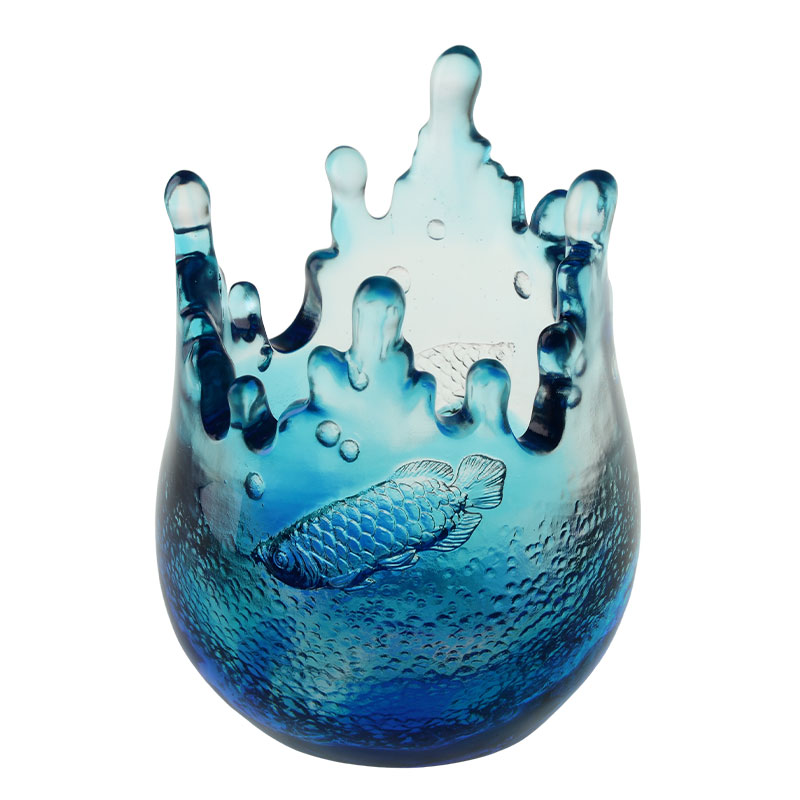 Caeruleum ornamenta vitreorum piscium insculpta exemplaria