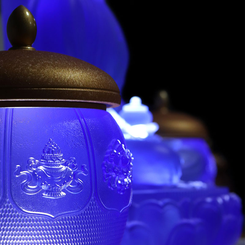 Octo thesauri Lotus series Buddhist Altare Crystal Glass Offerings Set