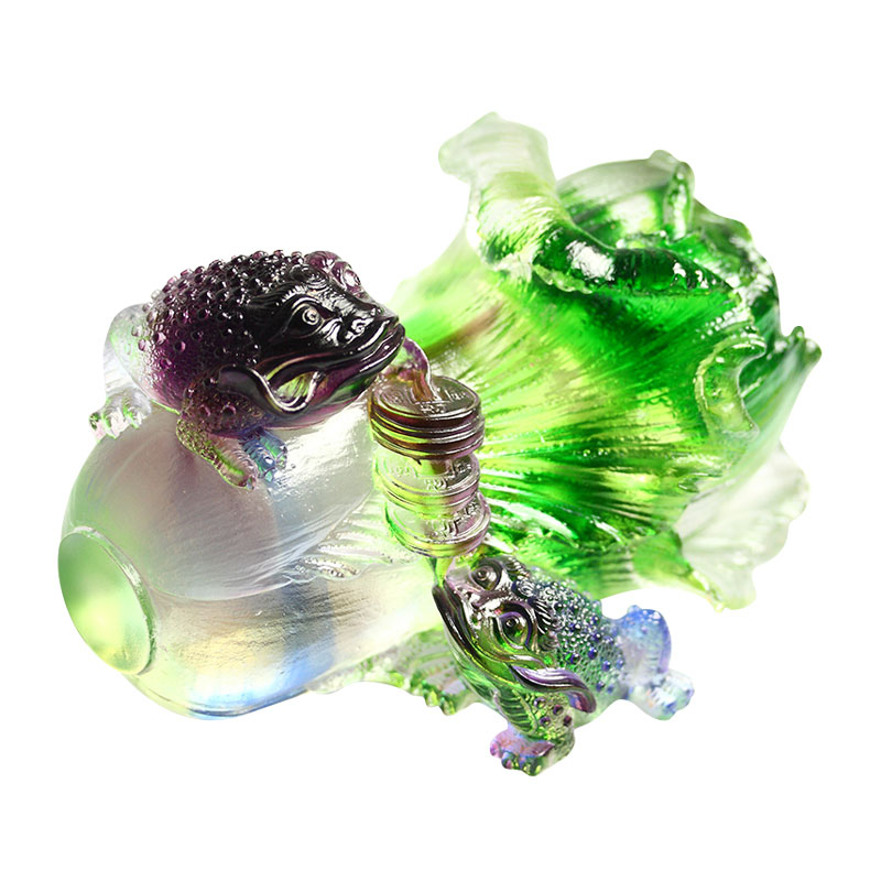 Vitrum crystallinum aureum bufo Sculpture Ornamenta